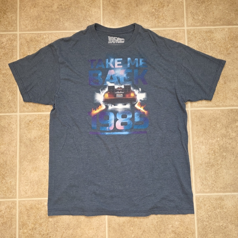 Back To The Future Take Me Back 1985 DeLorean Graphic Tee XL
